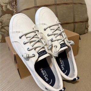 Sperry Crest Vibe Linen White Shoes